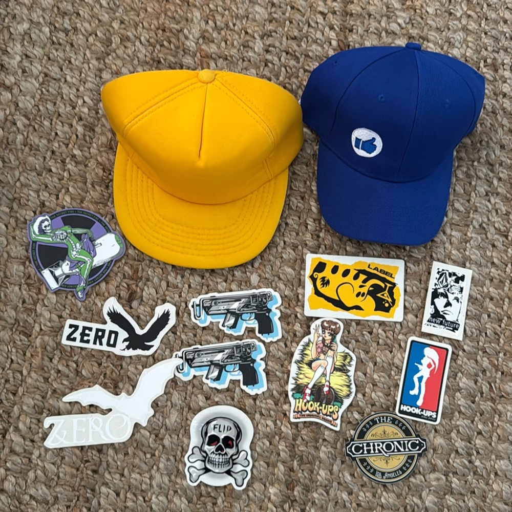 TRUCKER HAT SNAPBACK SKATE STICKERS BUNDLE